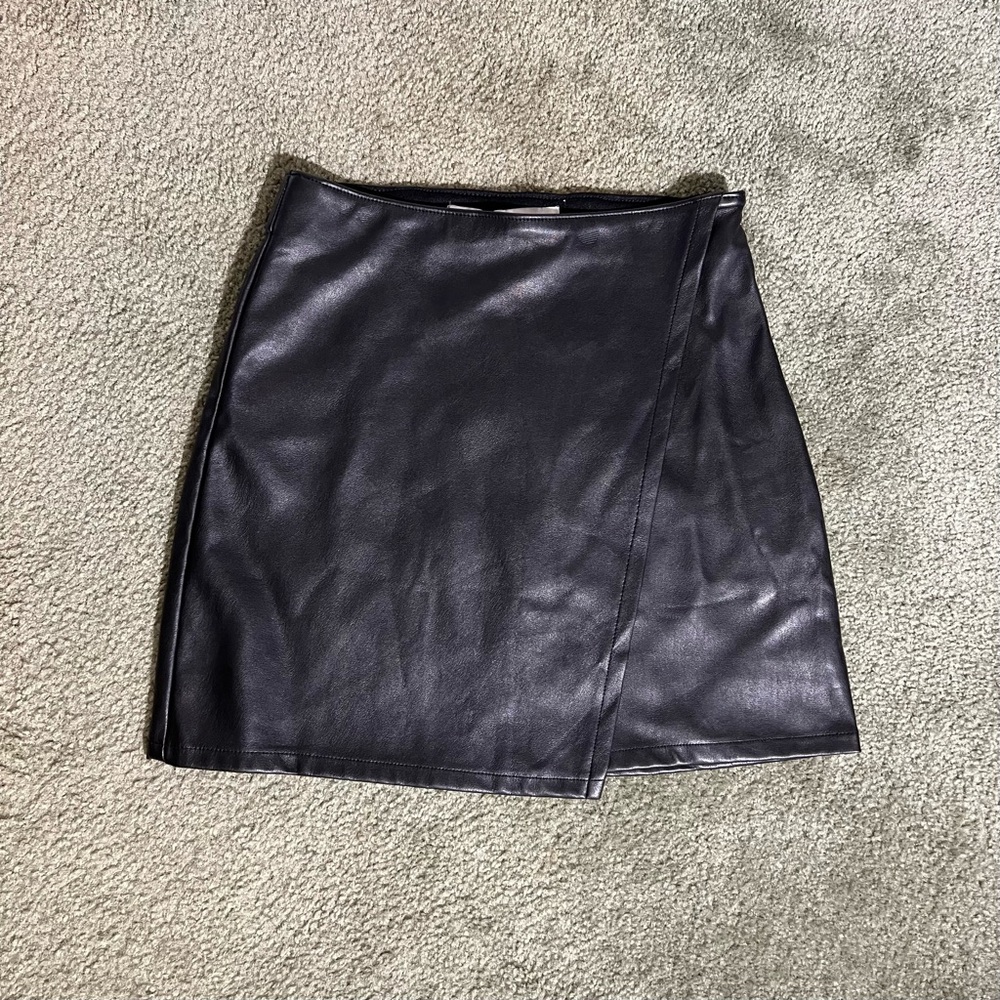 Hollister Faux Leather Wrap High Waisted Skirt